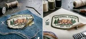 A split visual showing the fraying of custom patches.