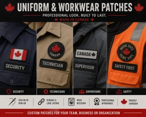 Infographics on uniform and workwear patches in Canada